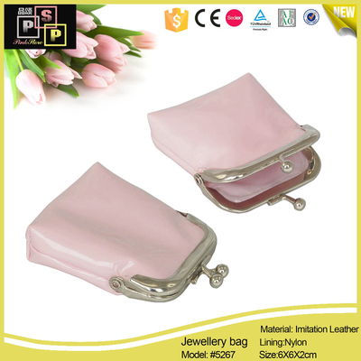 Pink Patent PU leather Metal Closure Money Pouch