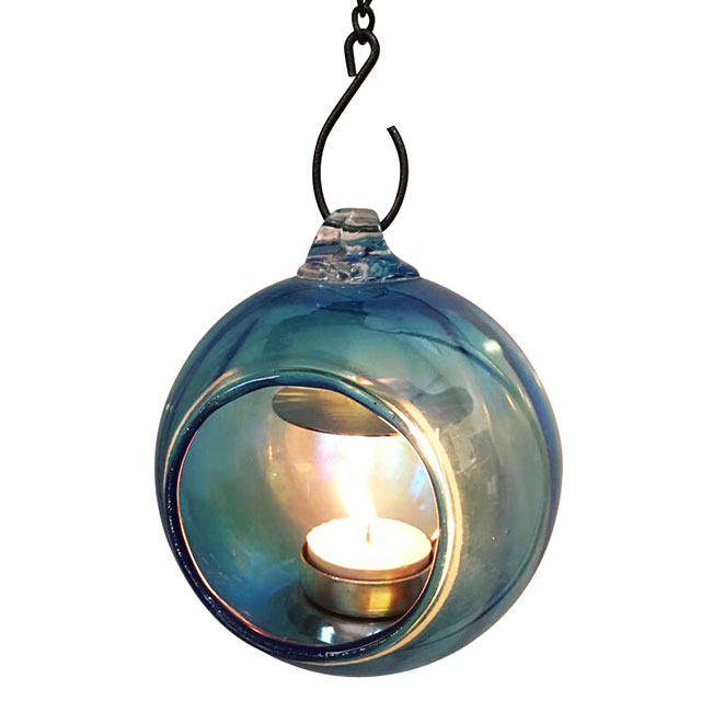 Solid Color Glass Candle Holder with Hook