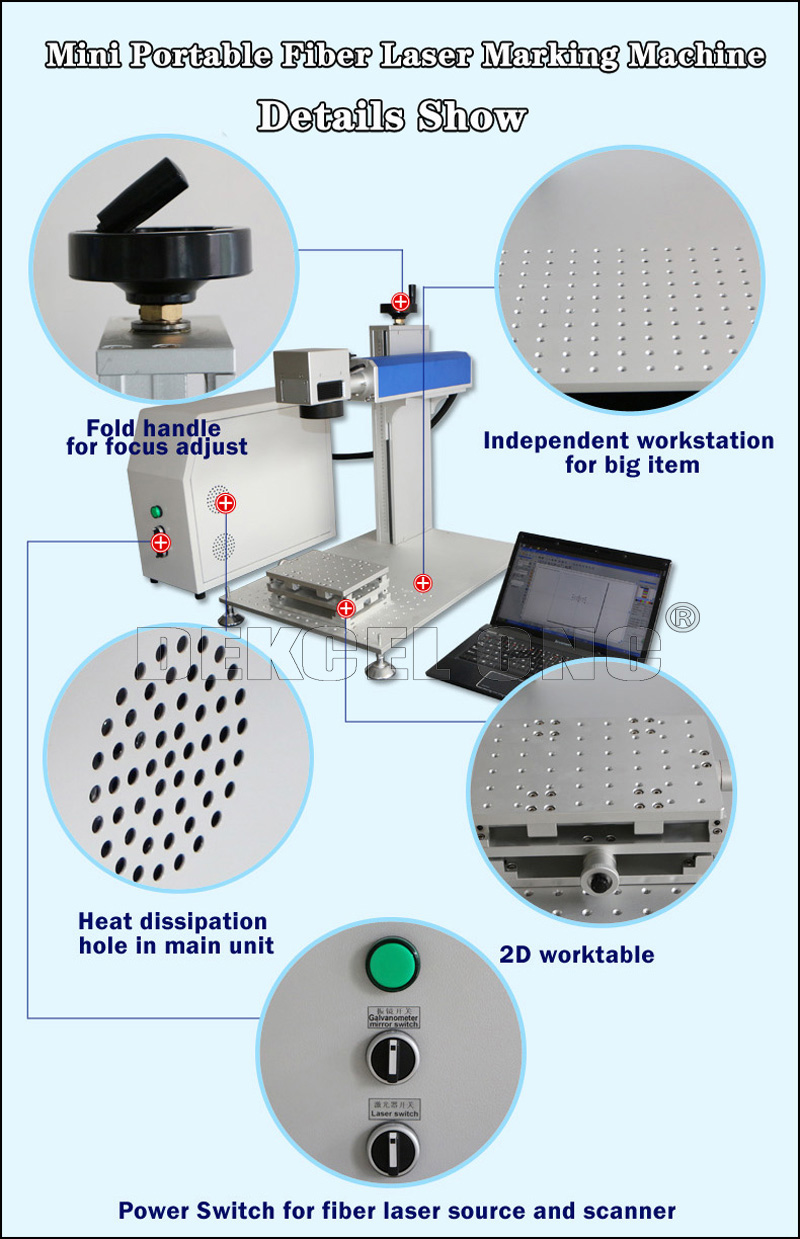 mini etiqueta de pl&aacute;stico portable del laser del metal de la fibra