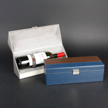 Wine Box Manufacturer Brown PU leather clear wine glass packing box