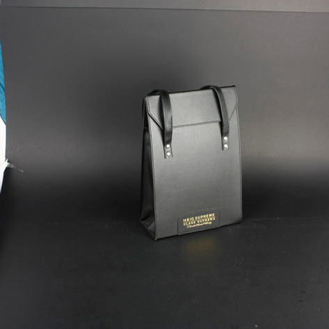 Wine Box Manufacturer Black PU leather wine cooler bag