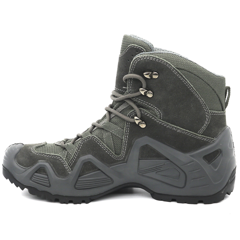 Grey Suede Leather Anti Slip Lightweight Men Jungle Hiking Shoes
