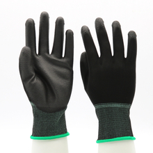 Oil Chemical Resistant Nylon Liner Black PU Coated Safety Work Gloves