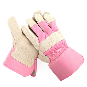 1281 Pink Cowhide Leather Combination Safety Gloves