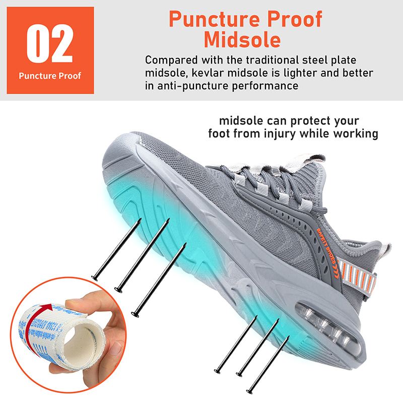 Shock Absorption Fashion Sport Safety Shoes Steel Toe