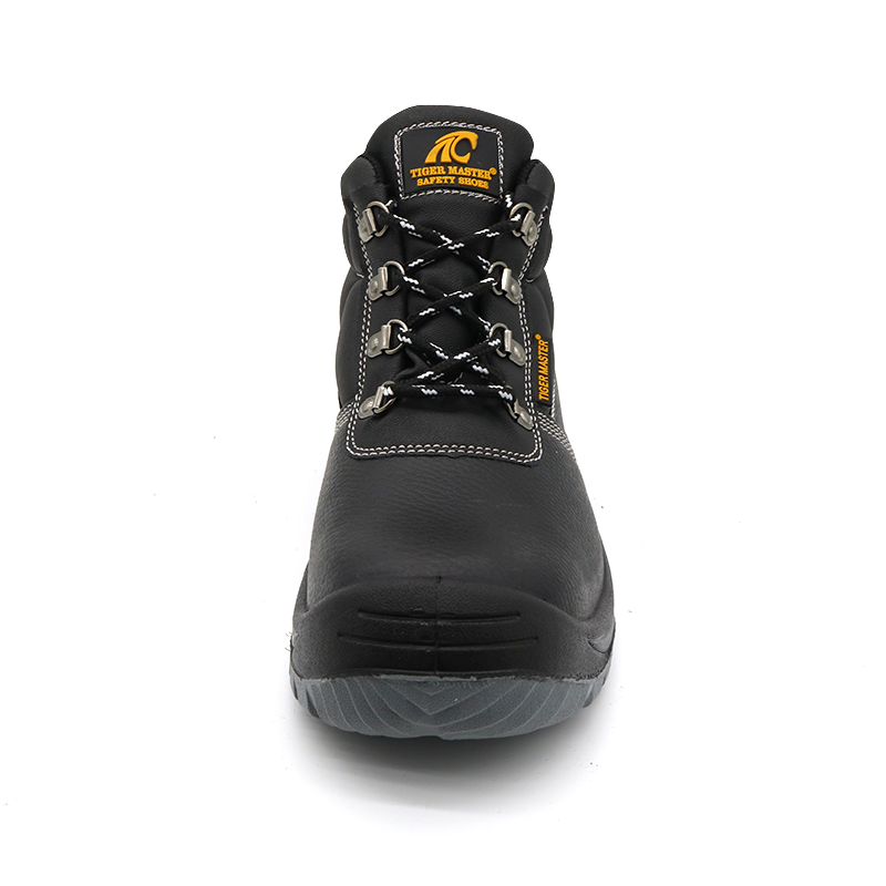 Black Leather Pu Sole Anti Puncture CE Safety Shoes Steel Toe