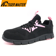 Anti-skid Sports Safety Shoes Pink for Women Steel Toe