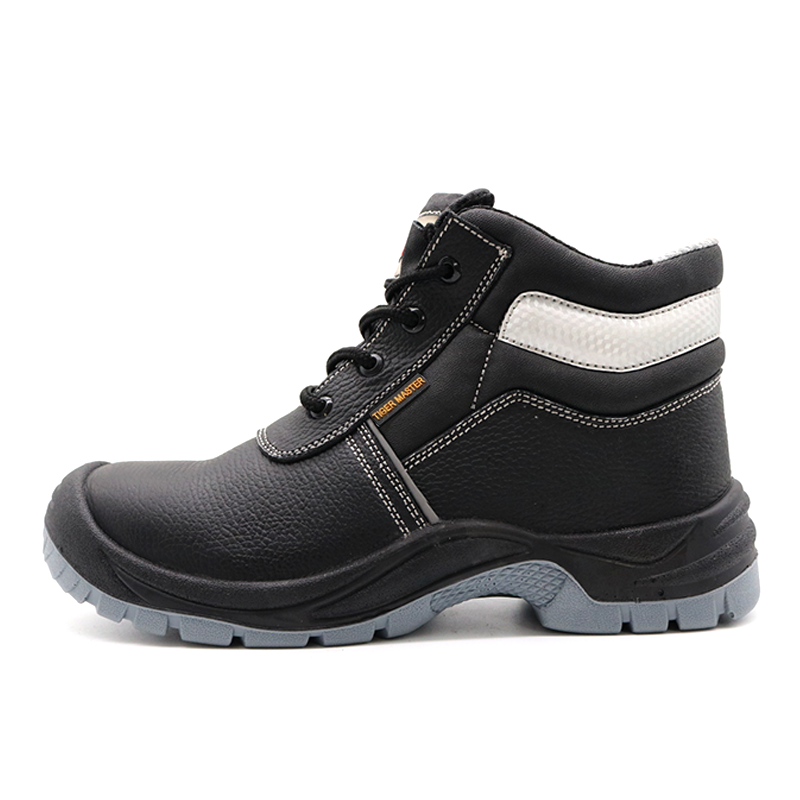 Black Steel Toe Steel Mid Plate Mining Safety Shoes Men