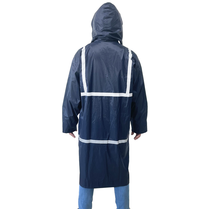 Waterproof Oil Resistance Hi-vis Reflective Polyester PVC Raincoat