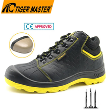 Black Leather Industrial Safety Shoes with Steel Toe