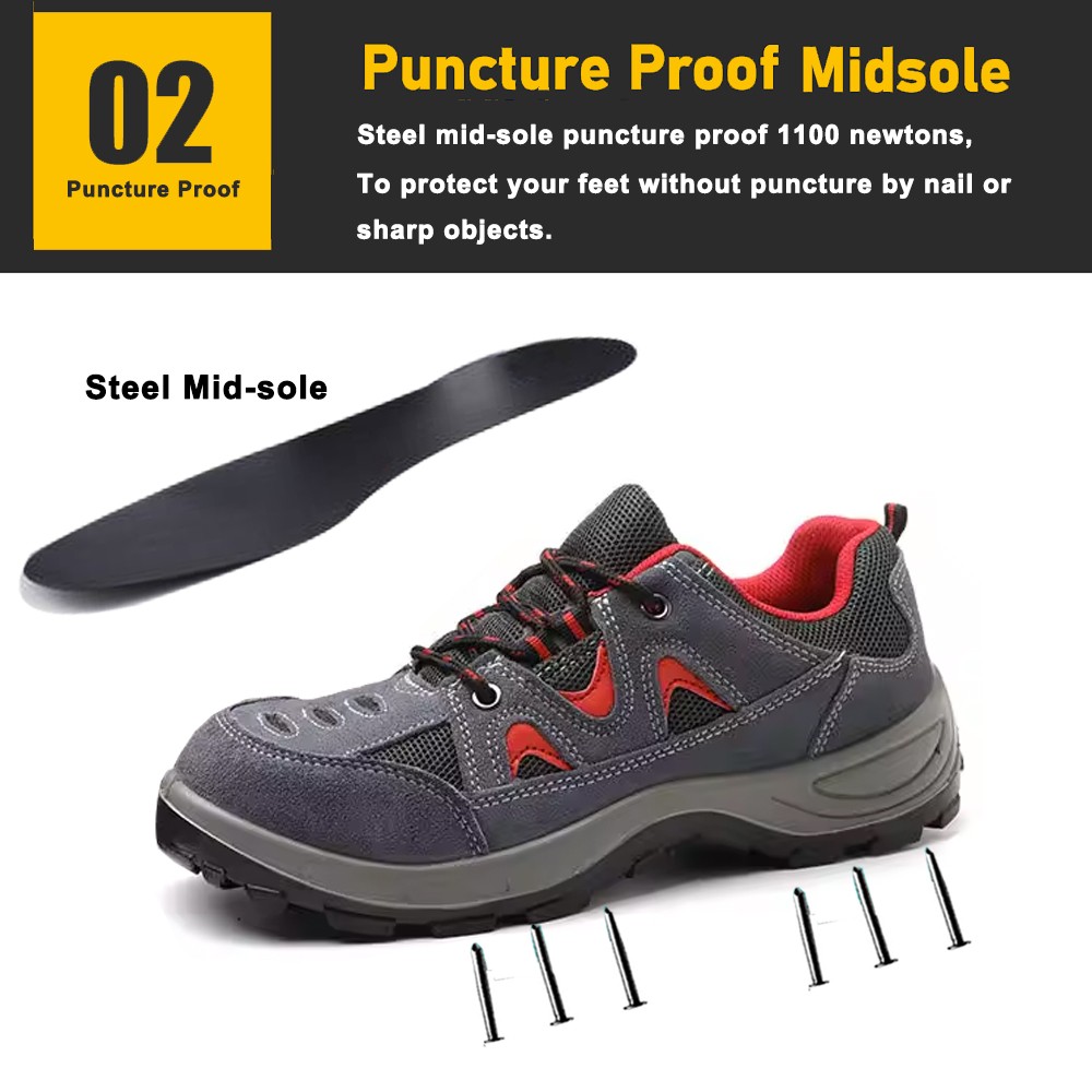 Steel toe anti puncture cheap price suede safety shoes for men