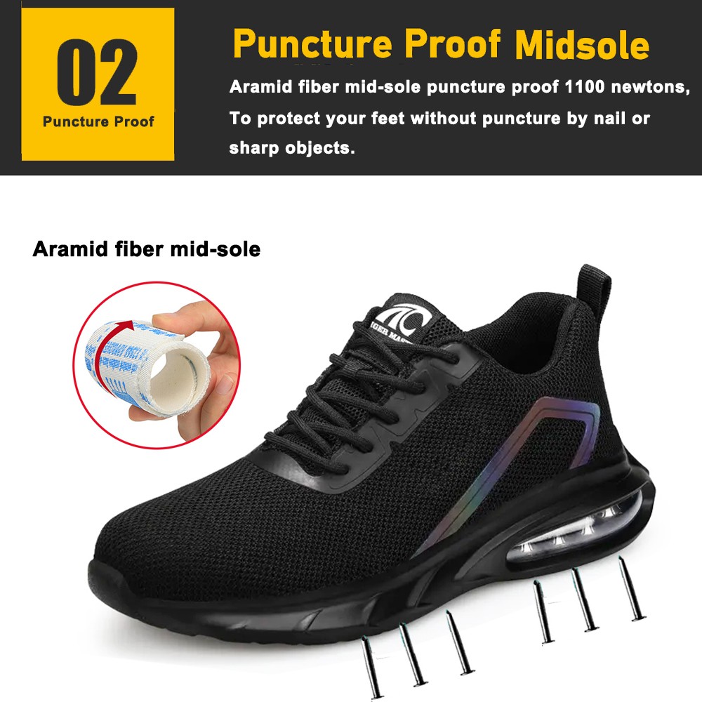 Anti Slip PU Sole Steel Toe Breathable Safety Shoes for Men Light Weight