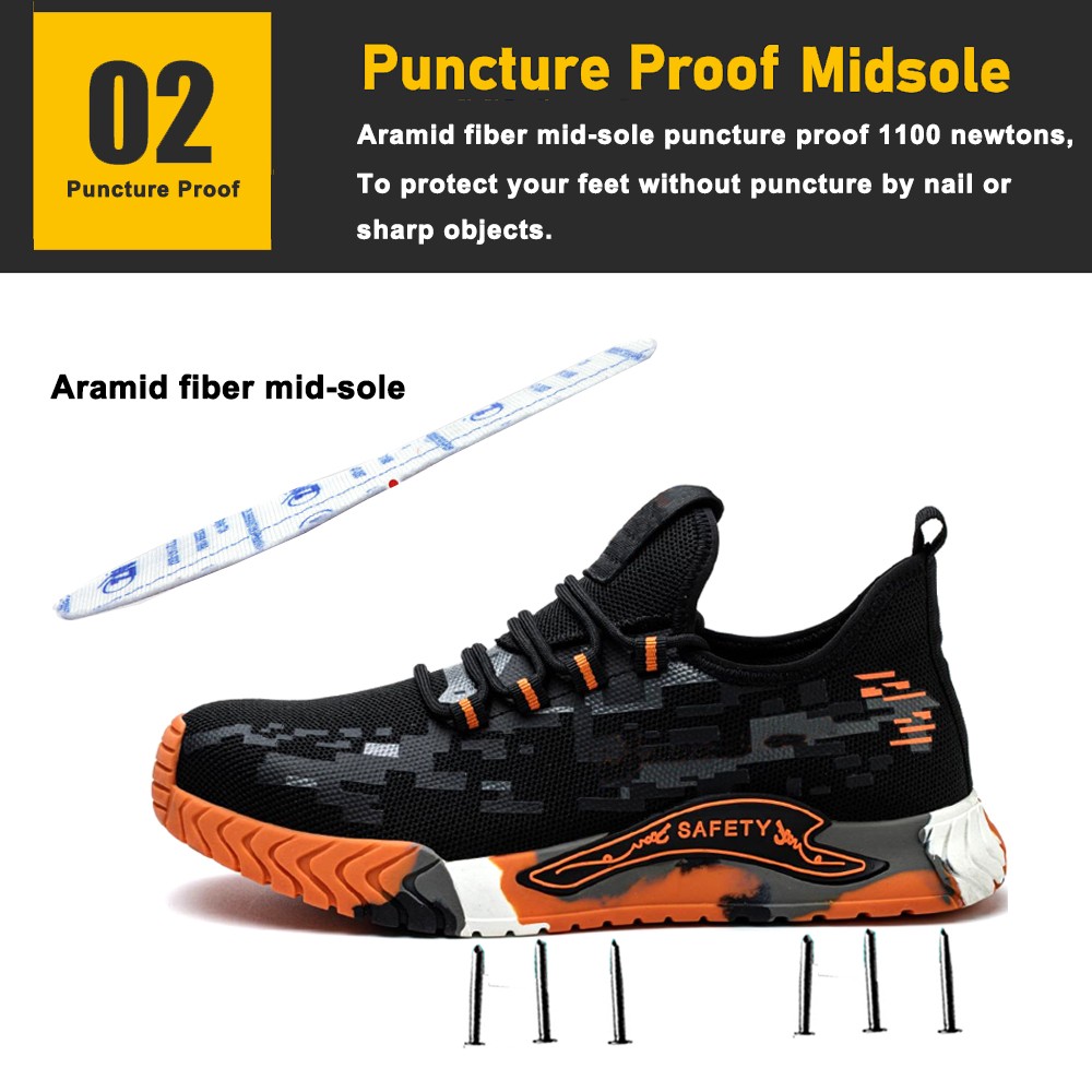 Anti Slip Fashion Sneakers Safety Shoes with Steel Toe