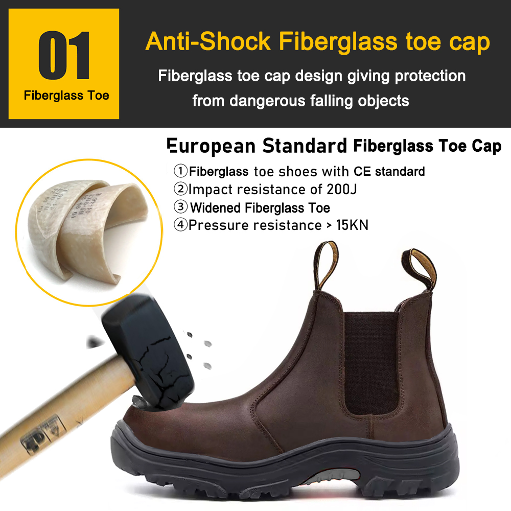 Fiberglass Toe Oil Industry HRO Safety Shoes without Lace