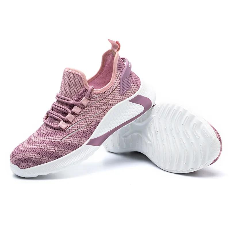 Anti Slip Fashionable Pink Safety Shoes for Women Steel Toe