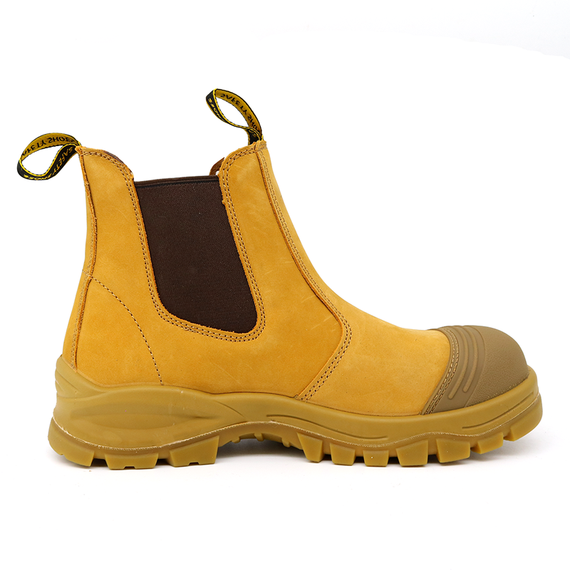 PU Rubber Sole Nubuck Leather Safety Shoes without Lace