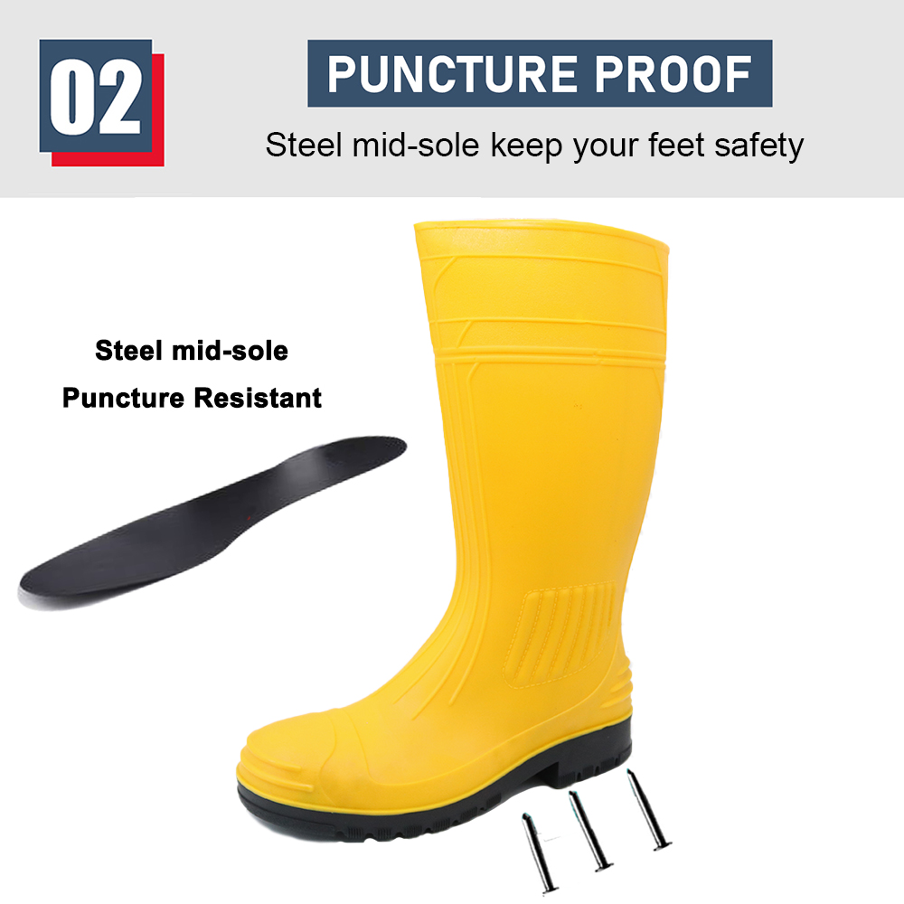 Steel Toe Anti Puncture S5 Pvc Safety Rain Boots Waterproof