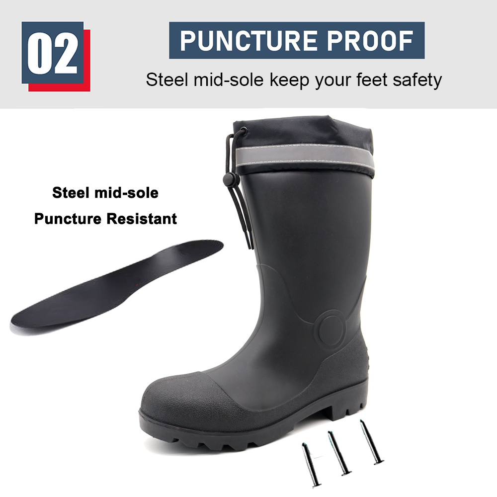 Waterproof Steel Toe PVC Safety Boots with PU Collar