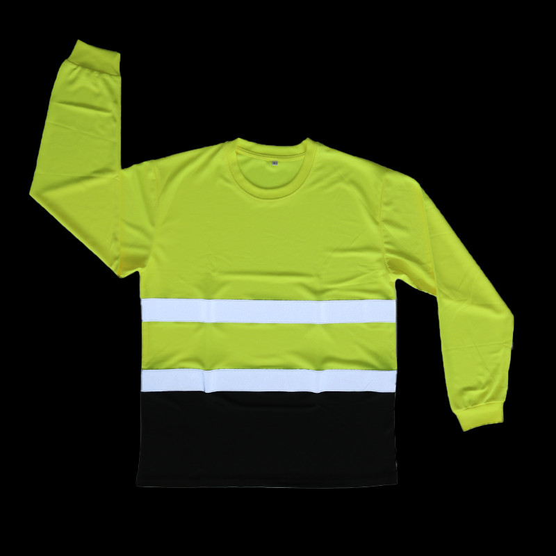Polyester Long Sleeves Round Neck Reflective T Shirt for Workers