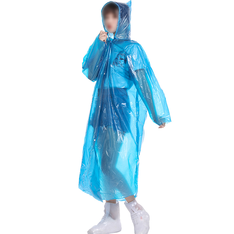 Waterproof Long Purple Disposable PE Raincoat for Women