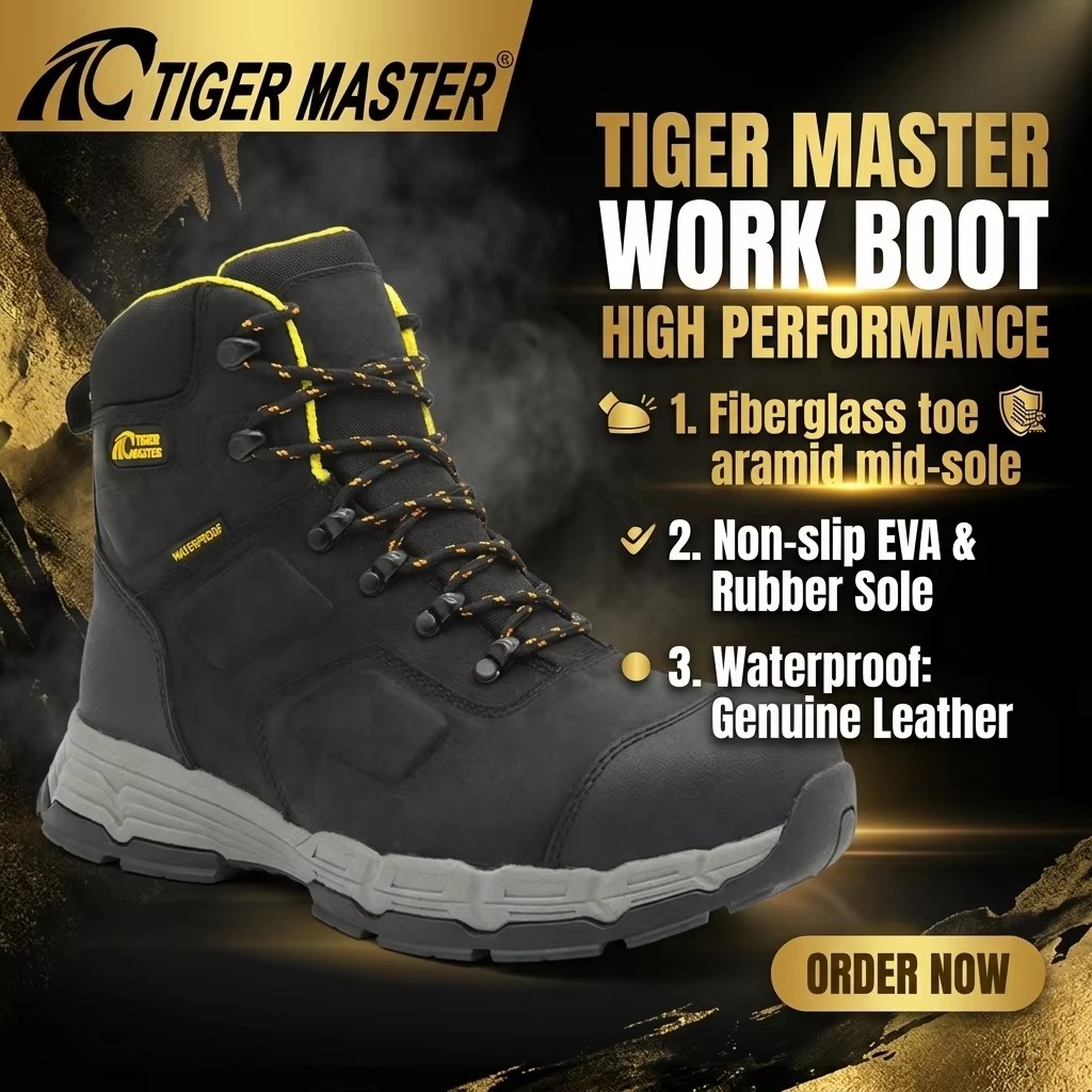 Genuine Leather Waterproof Oil Gas Industry Work Boots