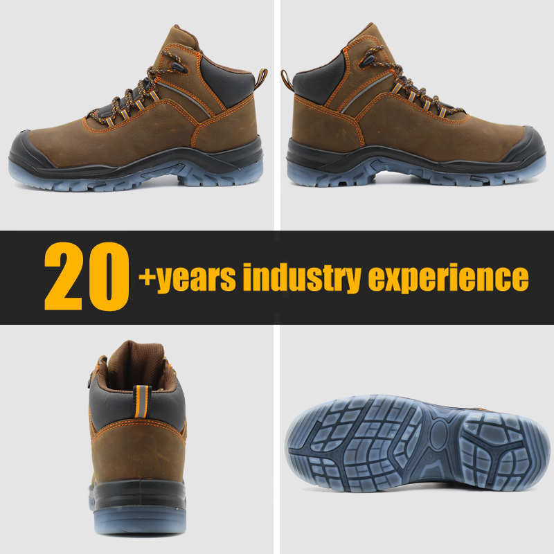 TPU Sole Crazy Horse Leather Steel Toe Safety Boots High Quality 