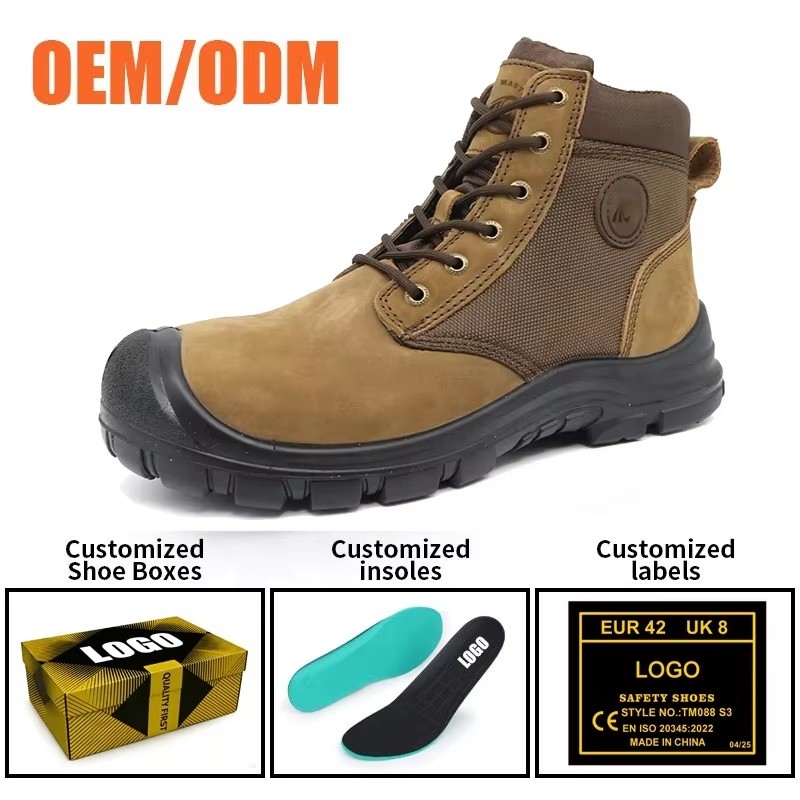 Nubuck Leather Steel Toe Industrial Safety Shoes for Men