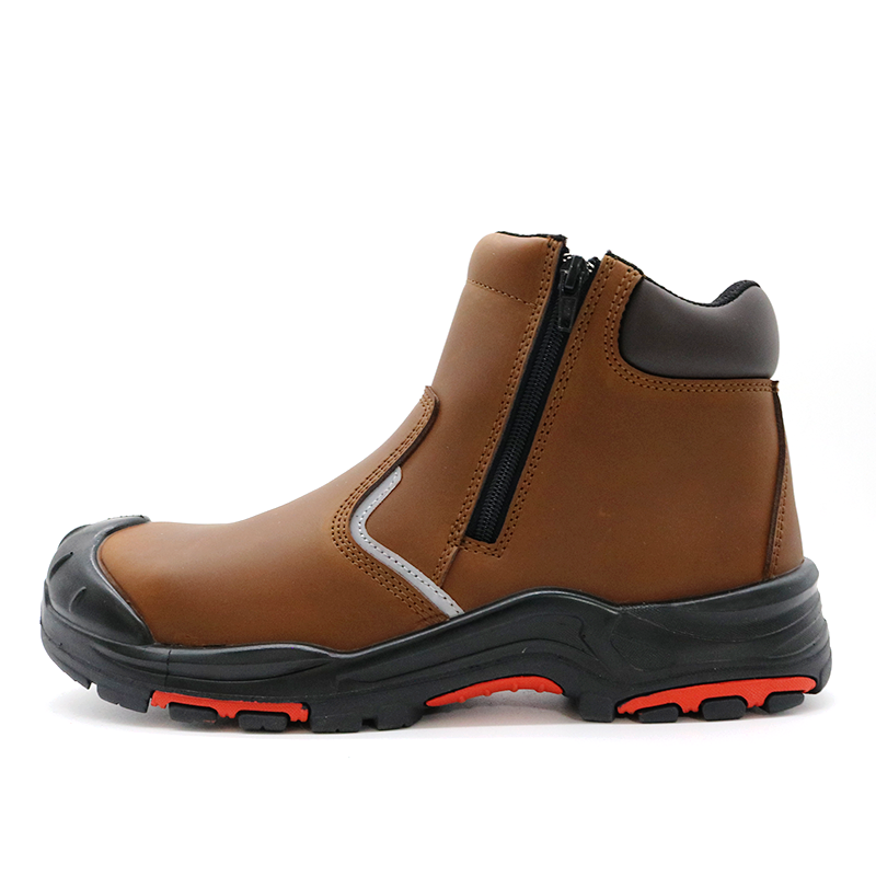 Fiberglass Toe Oil Industry Safety Boots with Zipper