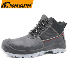 Black Leather Steel Toe Industrial Safety Shoes for Men S3