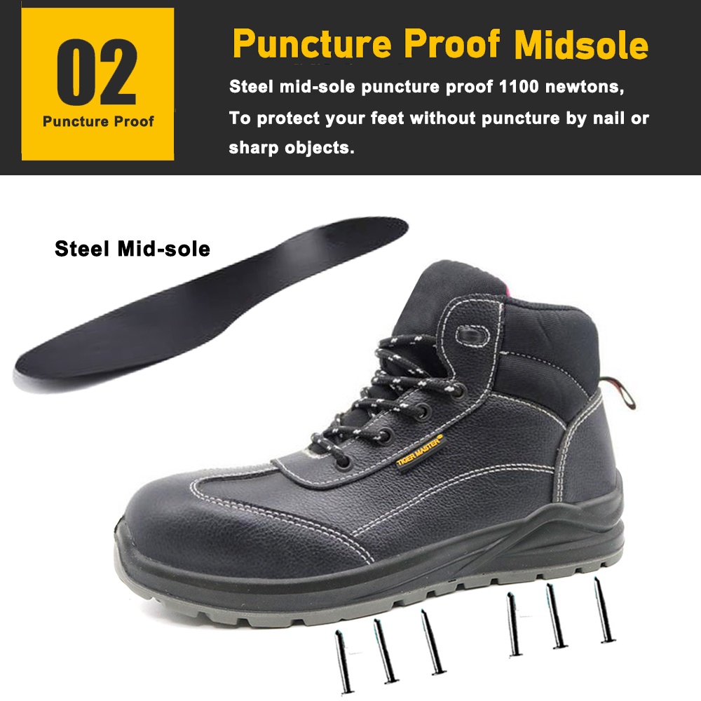 Mid Cut Leather Industrial Safety Shoes for Women with Steel Toe