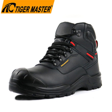 Black Leather Steel Toe Work Boots for Industrial