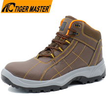 Non-metallic Fiberglass Toe Brown Leather Safety Shoes for Men