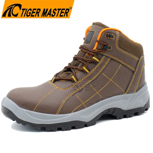 Non-metallic Fiberglass Toe Brown Leather Safety Shoes for Men