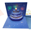 Factory Price 3D Pop-up Light Birthday Cards Blowable Happy Musical Cake with Music Cheers Sound Funny Popup for Kids Made Paper