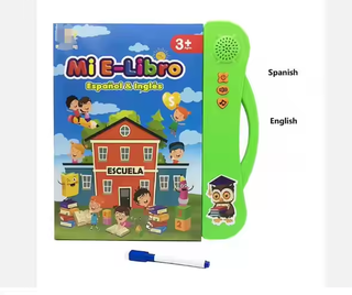 2-in-1 Spanish English Electronic Sound Book Interactive Talking Book Early Educational Reading Toy for Toddlers Bilingual