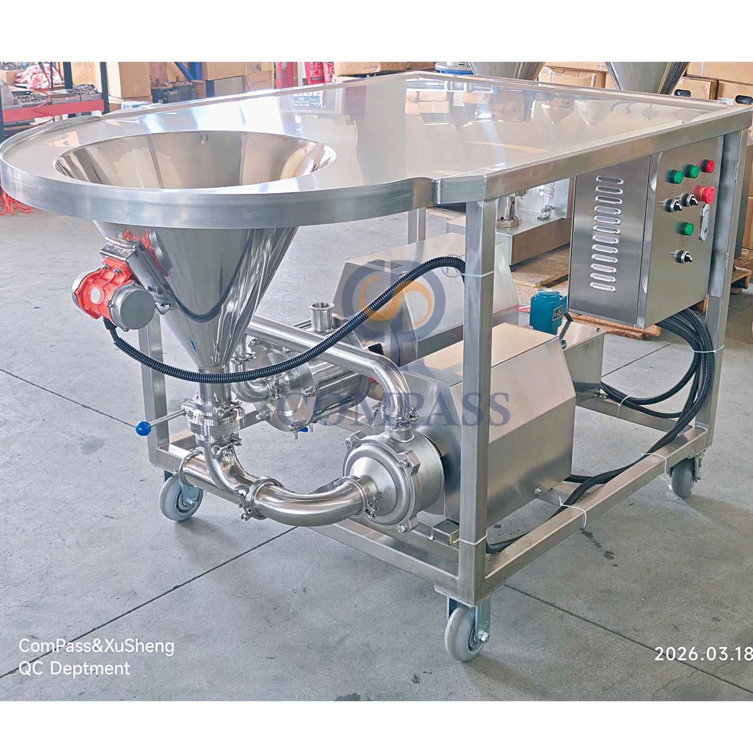 TRL-B Лидер продаж, санитарный 4 кВт SS304, высокоэффективная система смешивания с высоким усилием сдвига, эмульгатор для порошка и жидкости, гомогенизатор-смеситель для крема