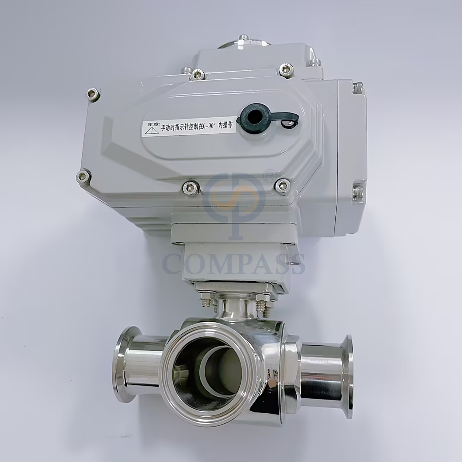 Самый продаваемый электрический шаровой кран из нержавеющей стали в санитарном исполнении SS304 50,8 мм, трехходовой шаровой кран с L-образным отверстием и электрической головкой 220 мм