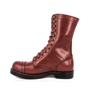 Botas tácticas de piel para hombre rojo marrón 6213