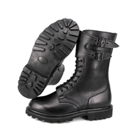 Botas tácticas negras de cuero policial 6202