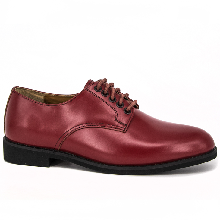 Zapatos de oficina militares de cuero de vaca marrón rojo para hombre a precio barato 1242