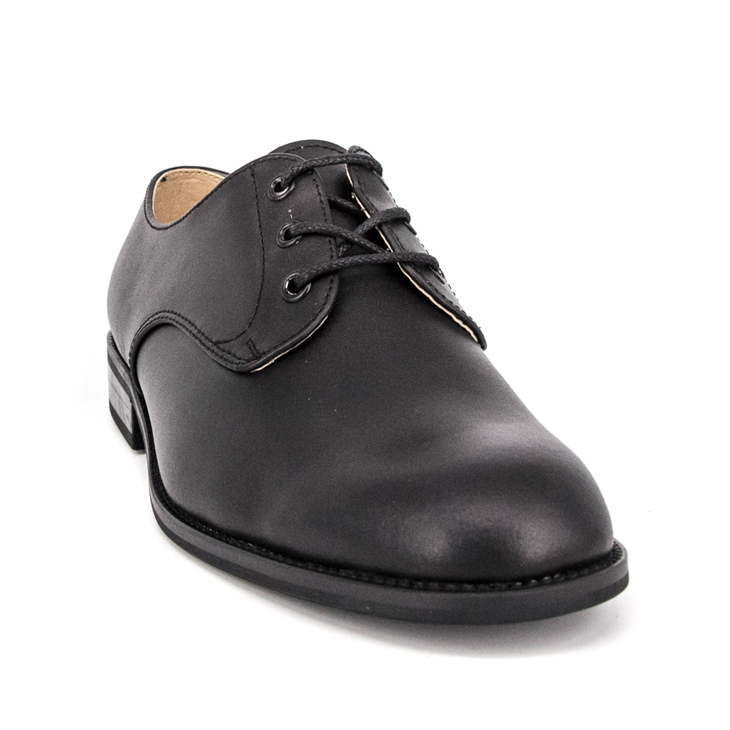 حذاء أكسفورد العسكري الاحتفالي من الجلد الأسود باللون الأسود 1249