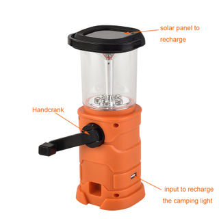 5 LED Solar Rechargeable Camping Light with Handcrank, Solar Panel, USB Rechargeable