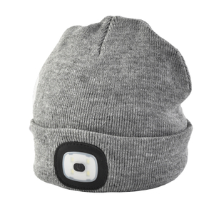 USB Rechargeable Beanie Hat with LED Light with Custom Embroidery Logo for Winter