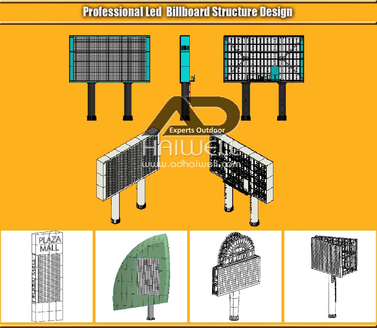 Diseño de estructura de cartelera LED profesional