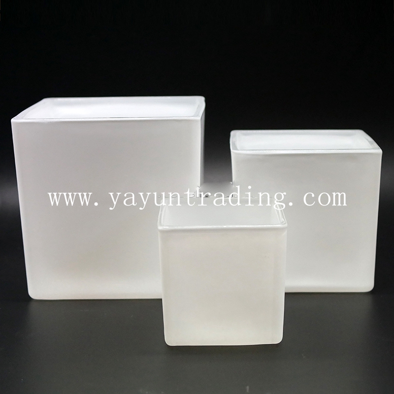 1000ml large matte white and black square glass candle holder