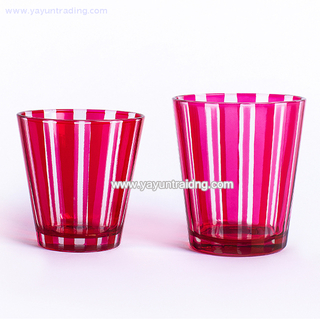 pink empty handmade glass candle vessel