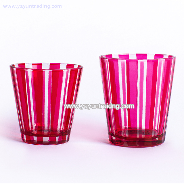 pink empty handmade glass candle vessel