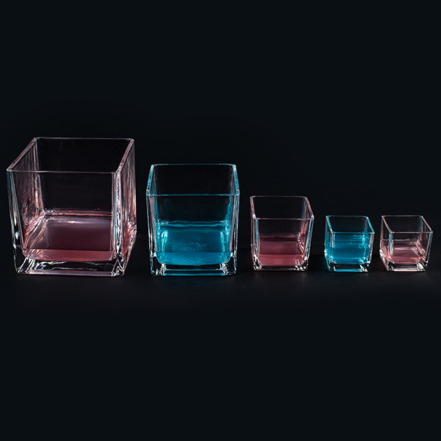 clear square glass candle hodler