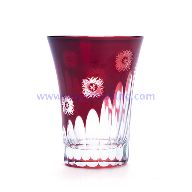 hand cut red horn shape wine or water glass cup