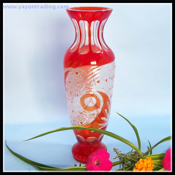 classical red and cobalt blue glass vase for home and garden